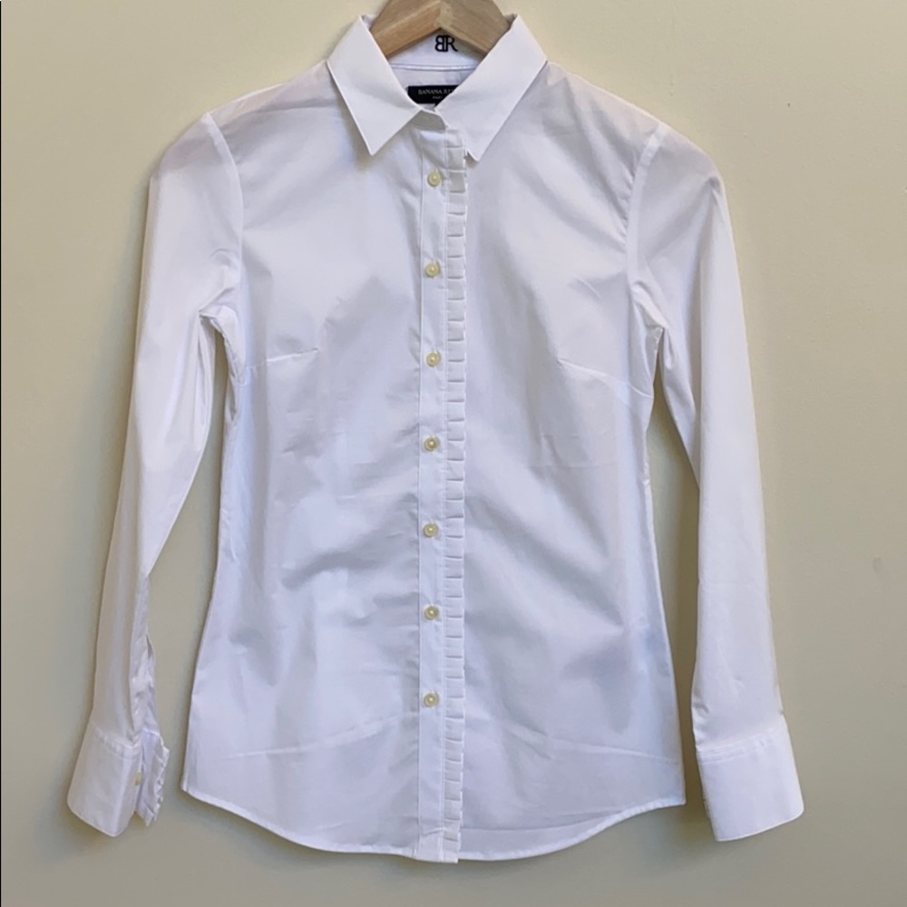 BR Riley Slim Fit Pleated Ruffle Dress Shirt